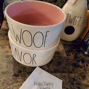 Rae Dunn Dog bowls set of two woof savor